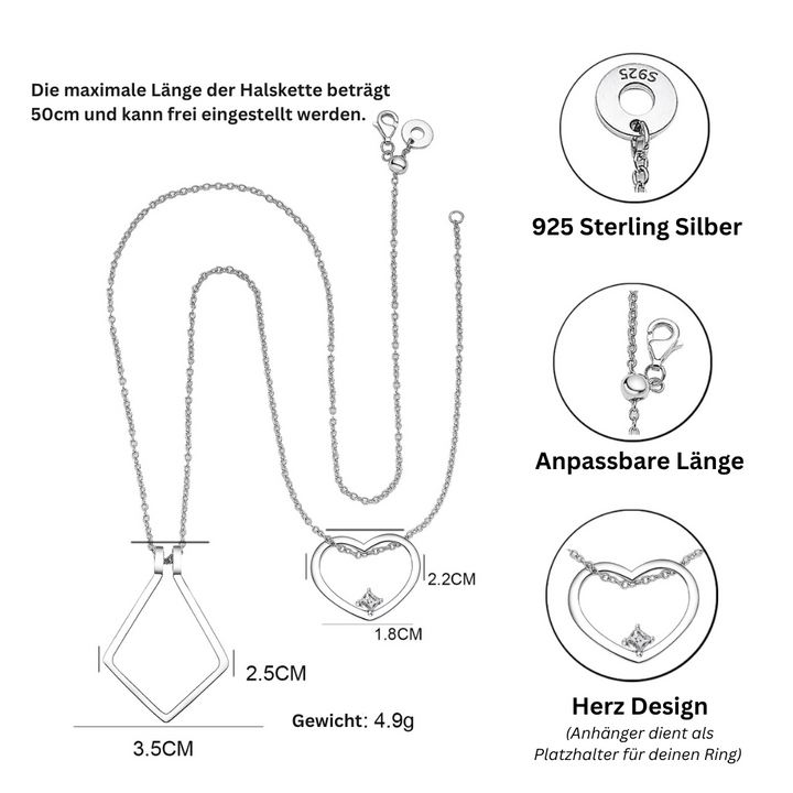 Ringhalter-Herz-Halskette – Amelina