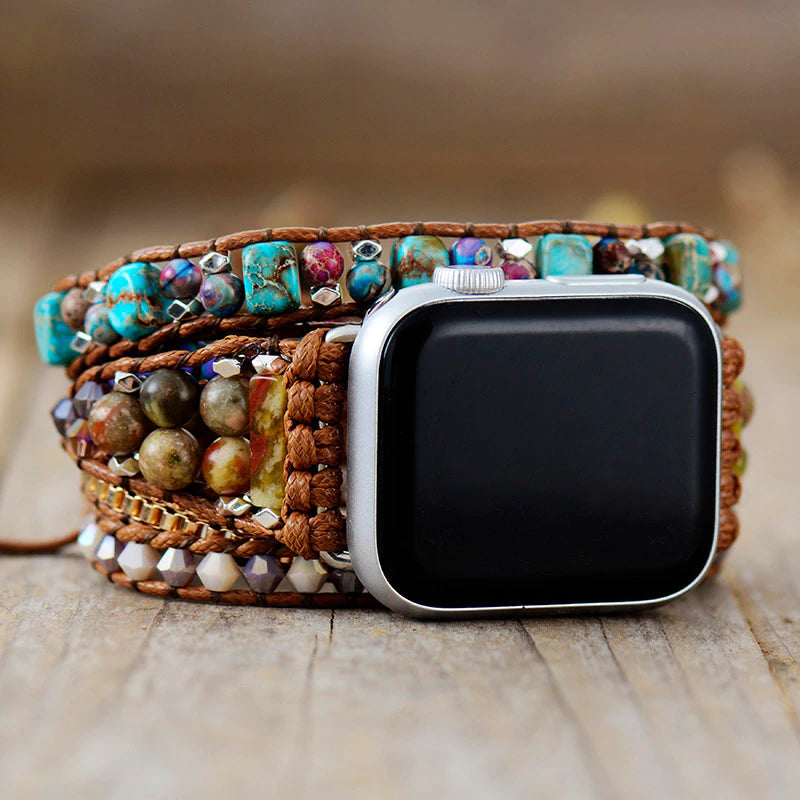 Jaspis- & Onyx-Boho-Armband für Apple Watch – Lyra