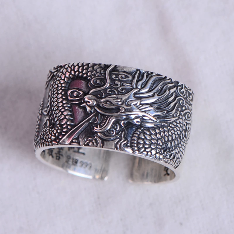 Silberner Drachen-Sutra-Ring