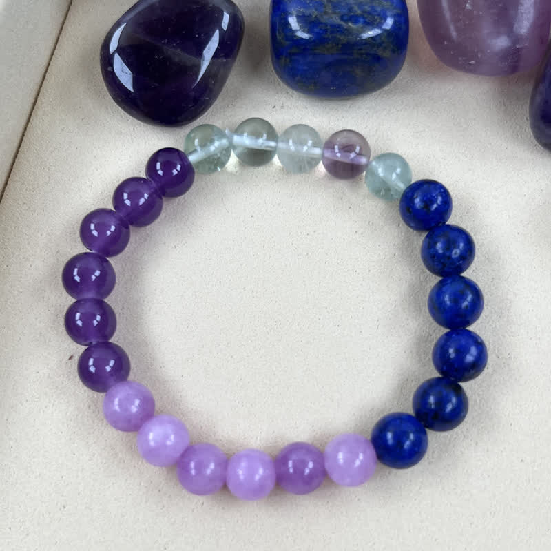 Anti-Angst Amethyst, Lepidolith und Lapislazuli Armband - Aurora