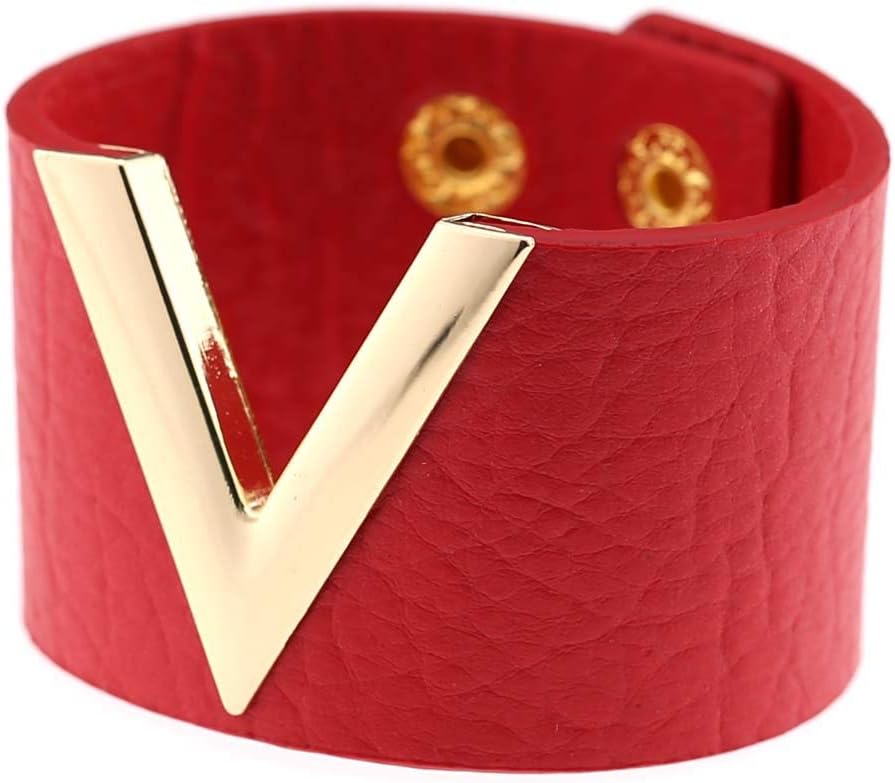 V-breites Leder-Wickelarmband