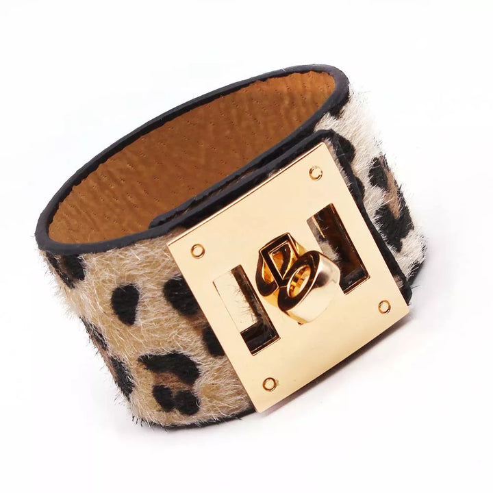 Wickelarmband aus Leopardenleder