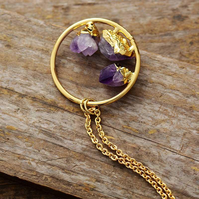 Minimalistische Amethyst Rohstein Kette - Evelyne