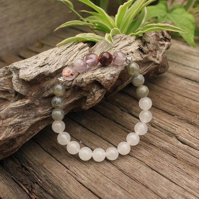 Labradorit, Jade und Amethyst Mala – Seraphine